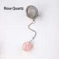 304 stainless steel tea infuser featuring a natural raw rose quartz crystal pendant - Rose Quartz (Silver)