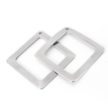 Macro detail of two square silver stainless steel pendants on a white background - Square Hollow Pendant 29mm