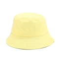 Detail view of a pale yellow cotton bucket hat with a wide brim and parallel stitching - M (56-58cm) / Yellow
