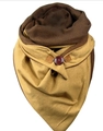 Thick warm winter scarf with brown and yellow color block design and button closure - 150*75cm / Brown Yellow Patchwork Button (Image 56)