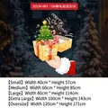 Golden Christmas tree electrostatic window sticker with cartoon gift box and festive patterns - Small / Sduv-601