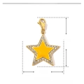 Dettaglio del ciondolo a stella in smalto giallo con strass bianchi e misure - Stella con Strass Gialli (YF135-4)