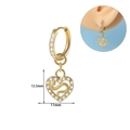 Gold stainless steel heart snake hoop earrings with white zircon stone inlay - Heart with Snake