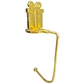 Golden Christmas stocking hook for mantle with elegant gift box decoration - Gift Box / Gold