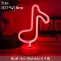 Red LED musical note neon sign decoration with dual battery and USB power supply - Music Note Red Light