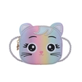 Niedliche Regenbogen-Glitzer-Katzentasche mit Katzenohren und Cartoon-Gesicht für Kinder - Stil 2
