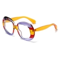 Monture de lunettes ronde oversize avec rayures violettes, rouges et jaunes - Violet Orange Blanc