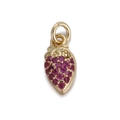 Golden strawberry charm pendant with red crystals for DIY jewelry and accessories - Full Pave Pink Strawberry