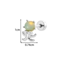 Piercing tragus poulpe en argent avec tête en opale et yeux en cristal, taille 10mm - Forme Poulpe Opale (908-7#Argent)