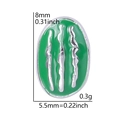 Green enamel oval floating charm with silver vertical stripes, 8mm height - Green Olive