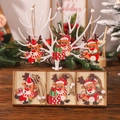 Set di 6 decorazioni natalizie in legno dipinto a forma di renna con scatola regalo - Q-G62 Renna Set in Legno a 3 Scomparti