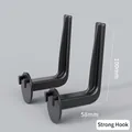 Set of two black L-shaped hooks for pegboard storage with 100mm height and 58mm length - Large L-Hooks 2Pcs - Black
