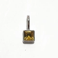 Silver hoop earring featuring a square princess cut yellow gemstone on white surface - Silver - November