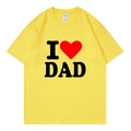 Yellow short sleeve t-shirt in 100% cotton with I Love Dad print and red heart - XS / Yellow (I Love Dad)