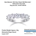 Elegance S925 silver ring with 2.5CT five-stone moissanite diamonds in white gold finish - Silver (R13744-5.0mm)