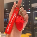 Roter Haifisch-Slipper-Schlüsselanhänger mit Silikonband und goldenem Verschluss - Rot