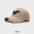 Casquette de baseball kaki avec broderie d'aigle noire en 3D et tissu durable - M (54-58cm) / Kaki