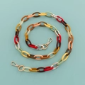 Multicolor acrylic resin chain strap for bags with golden lobster clasps and marble texture - B302-H Vintage Colorful Patchwork