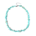Irregular sky blue crystal stone beaded necklace with adjustable silver clasp for women - Blue Turquoise Crushed Stone Necklace