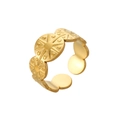 Minimalist gold-plated stainless steel star relief ring with wavy adjustable band design - Gold Wavy Starburst