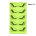 Five pairs of 3D cat-eye false eyelashes in style 3DMA0-32 with a neon green tray - 3D Dense Curled Style (3DMAO-32)