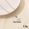 Silver stainless steel chain necklace featuring a hollow footprint round pendant charm - Silver Hollow Footprint Style (S874-S+N22-S)
