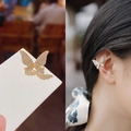 French style gold butterfly ear cuff featuring sparkling white rhinestones for women - 30040-Gold Butterfly Full Rhinestone Single