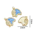 Vergulde olifant hanger met blauwe opaal en witte zirkonia stenen, maat 2,0 cm - Sterrenblauw