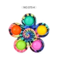 Tie-dye flower fidget spinner with five colorful silicone push pop sensory bubbles - Colorful Tie-dye Style 3 (NO.075-4)