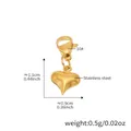 Polished gold stainless steel heart charm with lobster clasp for DIY jewelry - 4 Pieces / Gold Heart Pendant (D280)