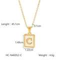 18K gold plated stainless steel chain with square white shell letter C pendant necklace - Letter C (HC-N40052-C)