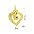 Golden heart bird pendant with black gems measuring 10mm by 12mm for DIY necklaces - Gold - Heart 1582