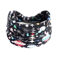Close-up of wide Christmas headband featuring colorful snowmen and festive patterns - Style 22 (Christmas)