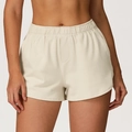 Short de sport beige à taille haute avec ceinture élastique pour la course décontractée - S / Abricot Avoine