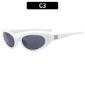Y2K sporty cycling sunglasses with white wrap-around oval frames and BB logo - White Frame Gray Lens