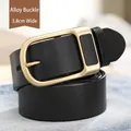 Ceinture classique en cuir noir pour homme avec boucle ardillon dorée largeur 3,8 cm - Gaine de Cuir Dorée Noir / 120cm