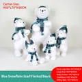 5er-Set weiße beflockte Weihnachtsbären mit blauen Schneeflocken-Hüten in verschiedenen Größen - Stil C-Blauer Schneeflocken-Schal-Set (5-teilig)