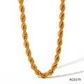 Golden stainless steel twisted rope chain necklace with a classic high-polished finish - Gold 2.8mm Style (KCD179) / 2.8mm Thickness / 48.5+5cm Length