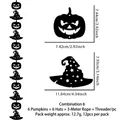 Halloween black paper garland set with 6 pumpkins and 6 witch hats for party decor - Black Pumpkin & Witch Hat String