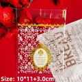 Cartoon bear cookie bag with gold oval frame and white patterns 10x11cm - Gold Mirror Frame / 10*11+3.0cm (100pcs)