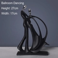 Abstract ballroom dance sculpture in matte black and silver finish, height 27cm - Silver-Ballroom Dance
