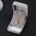 Soccer ball pendant necklace in black and white enamel with gold chain in a gray gift box - High-grade Velvet Box