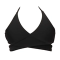 Schwarzes Bikini-Oberteil für Mädchen mit Wickel-Trägern und hochelastischem Nylon - 104 / Bikini-Oberteil / Schwarz