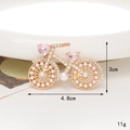 Creatieve fietsbroche met roze hart kristal en witte parels, 4,8 cm lengte accessoire - Kristallen Fiets / Goud