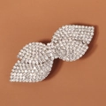 Luxury leaf hair clip with shiny clear rhinestones and elegant metallic finish - 5# Leaf