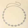 Elegante catena da corpo argento con grandi cristalli ovali e chiusura a moschettone - Stile Ovale con Cristallo Grande (19429)