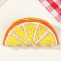 Semi-circular lemon slice hair claw clip made of yellow and orange acrylic resin - Orange