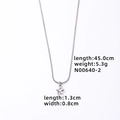 Detail view of silver star pendant necklace with 45cm snake chain and dimension specs - Silver-Five-pointed Star-45cm Snake Chain