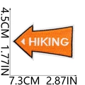 Detailed view of hiking arrow embroidery patch with dimensions and precise stitching - Hiking Arrow Style