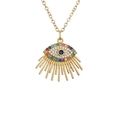 Gold Evil Eye necklace with blue zircon and colorful gemstone sunburst pendant charms - Sun Radiant Spike Eye